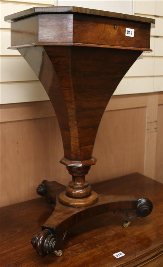 A Victorian rosewood work table base W.36cm